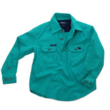 Ord River Half Button Kids Work Shirt Deep Mint