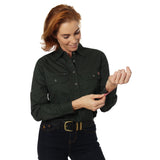 Pentecost River Womens Half Button Work Shirt Cargo Khaki