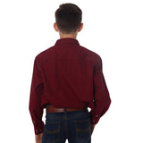 Ord River Half Button Kids Work Shirt Burgundy