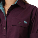 Pentecost River Womens Half Button Work Shirt - Aubergine