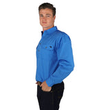 King River Half Button Work Shirt Blue