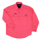 Ord River Half Button Kids Work Shirt Melon