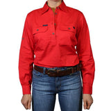 Pentecost River Womens Half Button Work Shirt Red