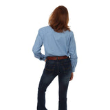 Pentecost River Womens Half Button Work Shirt Denim Blue