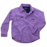 Ord River Half Button Kids Work Shirt Mauve