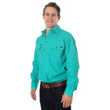 King River Half Button Work Shirt Deep Mint