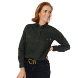 Pentecost River Womens Half Button Work Shirt Cargo Khaki