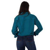 Pentecost River Womens Half Button Work Shirt Teal