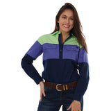 Rocky Womens Spliced Work Shirt Pistachio/Purple/Navy
