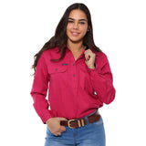 Pentecost River Womens Half Button Work Shirt - Magenta