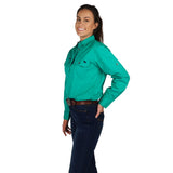 Pentecost River Womens Half Button Work Shirt Green