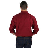King River Half button Work Shirt Burgundy
