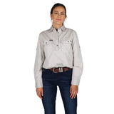 Pentecost River Womens Half Button Work Shirt Beige