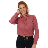 Pentecost River Womens Half Button Work Shirt Dusty Rose