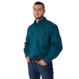 King River Half Button Work Shirt Teal