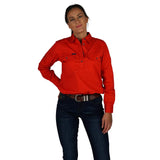 Pentecost River Womens Half Button Work Shirt Red