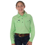 Ord River Half Button Kids Work Shirt Pistachio