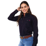 Pentecost River Womens Half Button Work Shirt - Dark Navy