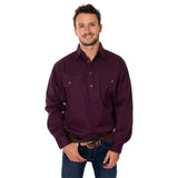 King River Mens Half Button Work Shirt - Aubergine