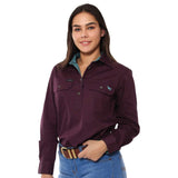 Pentecost River Womens Half Button Work Shirt - Aubergine