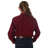 Ord River Half Button Kids Work Shirt Burgundy