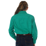 Ord River Half Button Kids Work Shirt Green