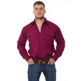 King River Half Button Work Shirt Wine