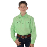 Ord River Half Button Kids Work Shirt Pistachio