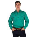 King River Half Button Work Shirt Green