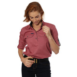 Pentecost River Womens Half Button Work Shirt Dusty Rose