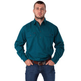 King River Half Button Work Shirt Teal