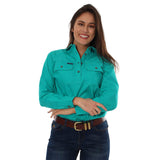 Pentecost River Womens Half Button Work Shirt Deep Mint