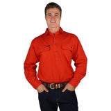 King River Half Button Work Shirt Red