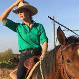 Pentecost River Womens Half Button Work Shirt Green