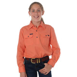 Ord River Half Button Kids Work Shirt Tangerine
