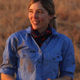 Pentecost River Womens Half Button Work Shirt in Blue