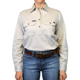 Pentecost River Womens Half Button Work Shirt Beige
