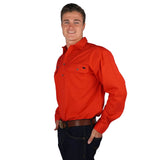 King River Half Button Work Shirt Red