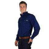 King River Half Button Work Shirt Navy