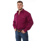 King River Half Button Work Shirt Wine