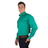 King River Half Button Work Shirt Green
