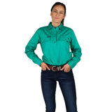 Pentecost River Womens Half Button Work Shirt Green