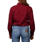 Pentecost River Womens Half Button Work Shirt Burgundy