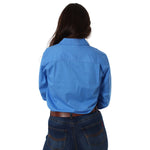 Pentecost River Womens Half Button Work Shirt in Blue