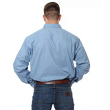 King River Half Button Work Shirt Denim Blue
