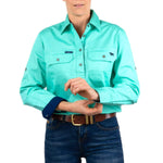 Pentecost River Womens Half Button Work Shirt Mint