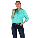 Pentecost River Womens Half Button Work Shirt Mint