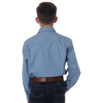 Ord River Half Button Kids Work Shirt Denim Blue