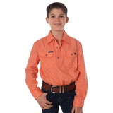 Ord River Half Button Kids Work Shirt Tangerine