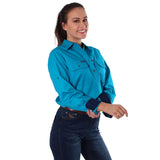 Pentecost River Womens Half Button Work Shirt Turquoise